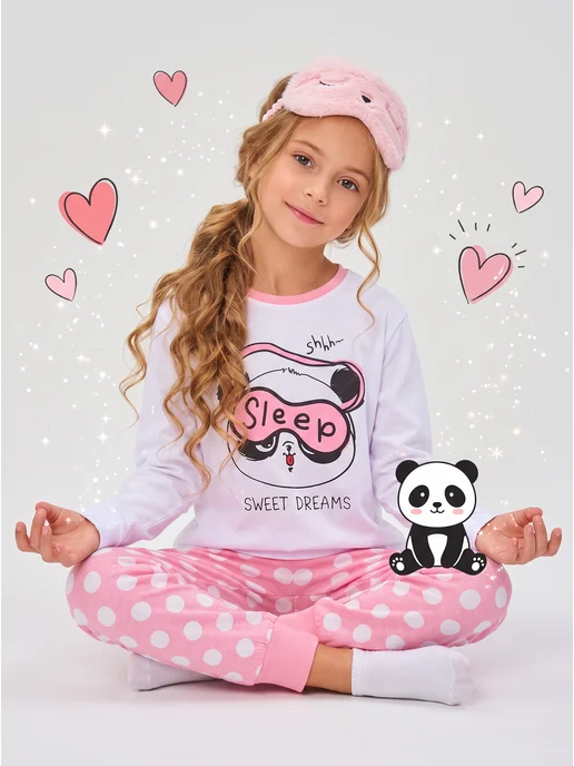 Пижама детская со штанами домашний костюм Girls & Boys 011whiteGAB-G-21-011white
