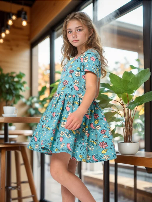 Летнее платье с коротким рукавом в садик Girls & Boys GAS28-0020