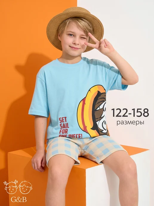 Пижама детская с шортами домашний костюм Girls & Boys GUZ-2043