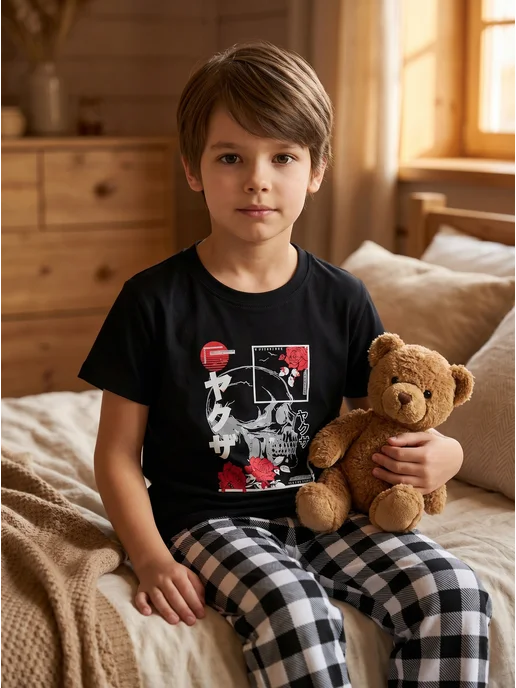 Пижама детская со штанами домашний костюм Girls & Boys GUZ-3019