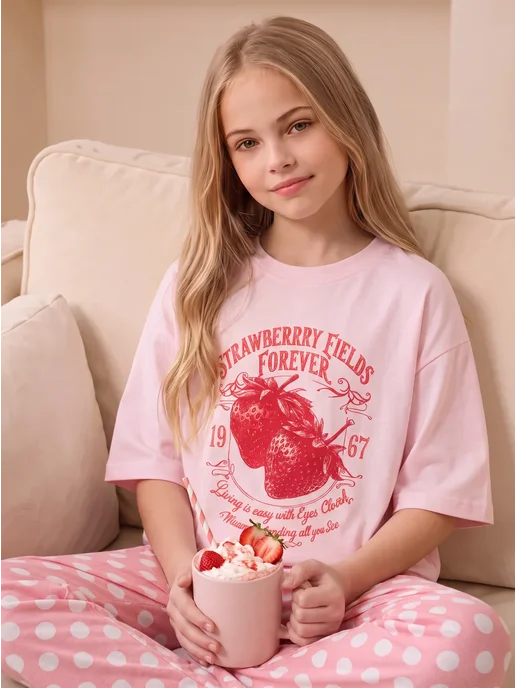 Пижама детская со штанами домашний костюм Girls & Boys GUZ-3040
