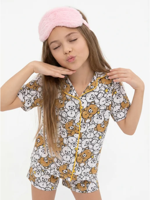 Пижама детская с шортами и рубашкой домашний костюм Girls & Boys GUZ-517