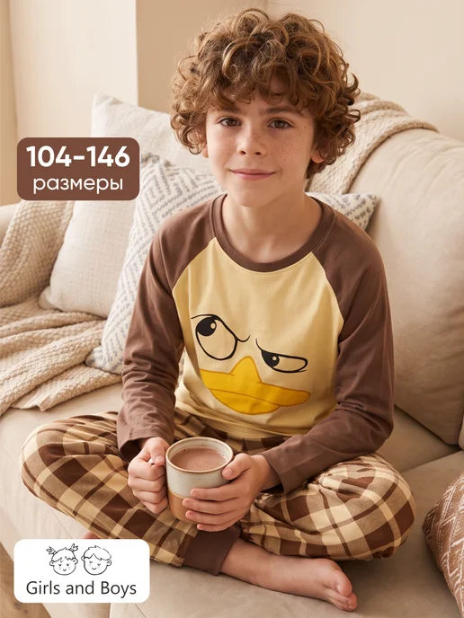 Пижама детская со штанами домашний костюм Girls & Boys GUZ-613