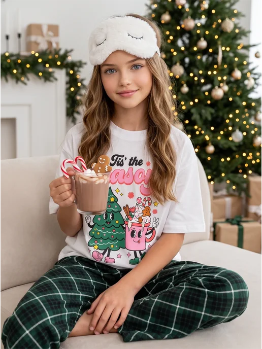 Пижама детская со штанами новогодняя Girls & Boys GUZ-730