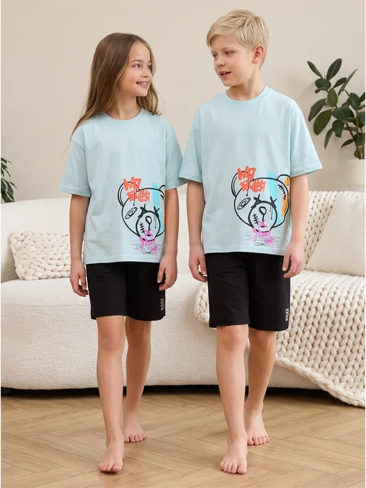 Домашний костюм с шортами и футболкой в детский сад Girls & Boys KUZ-301