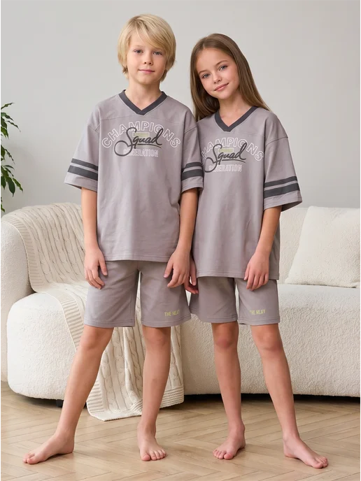 Домашний костюм детский с шортами для садика Girls & Boys KUZ-306