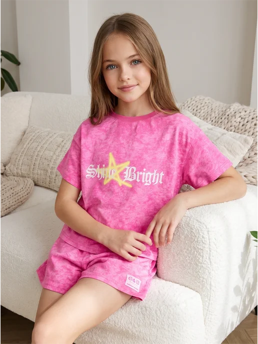 Костюм домашний с юбкой-шортами в детский сад Girls & Boys KUZ-309